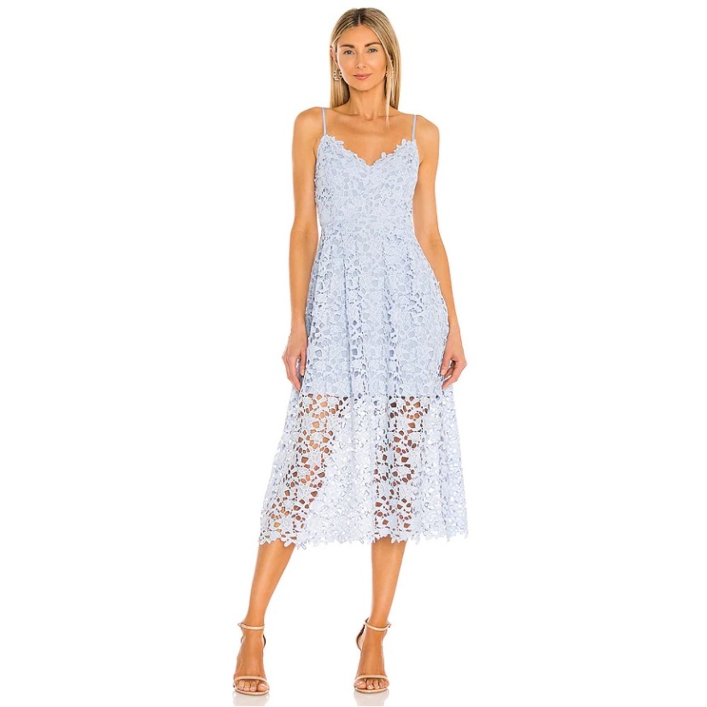 Lace A-Line Midi Dress in Periwinkle